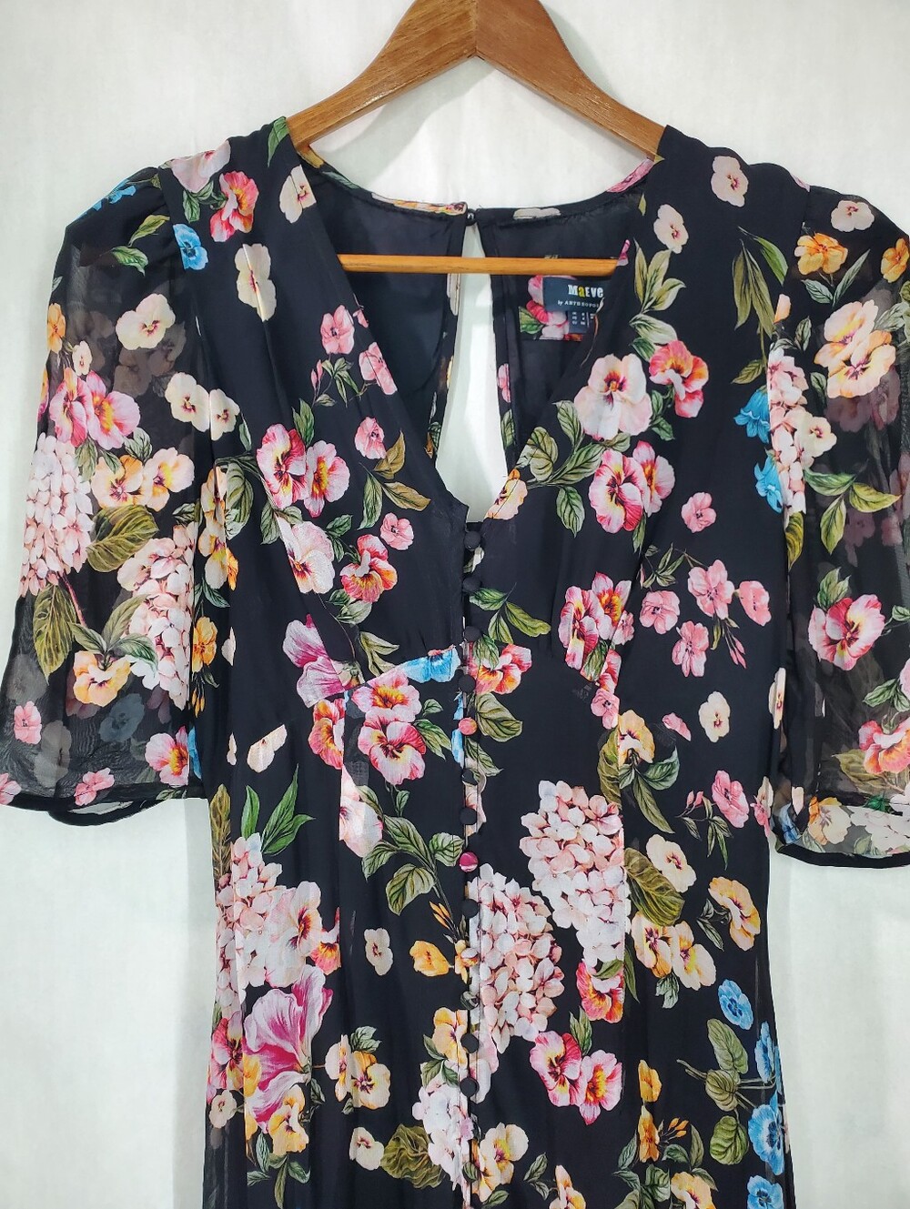 Anthropologie Maeve puff-sleeve Midi dress Romantic Cottagecore Prairie Floral - Picture 8 of 14